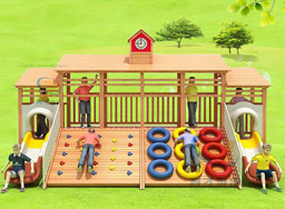 戶外幼兒園兒童木制滑梯輪胎攀爬攀巖組合體能拓展無動力游樂設(shè)備