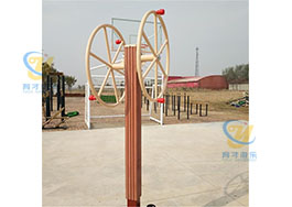 雙人大轉輪健身路徑_廣東塑木健身器材_廣州塑木健身器材