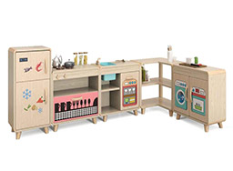 幼兒園兒童廚房親子柜_幼兒實(shí)木收納柜