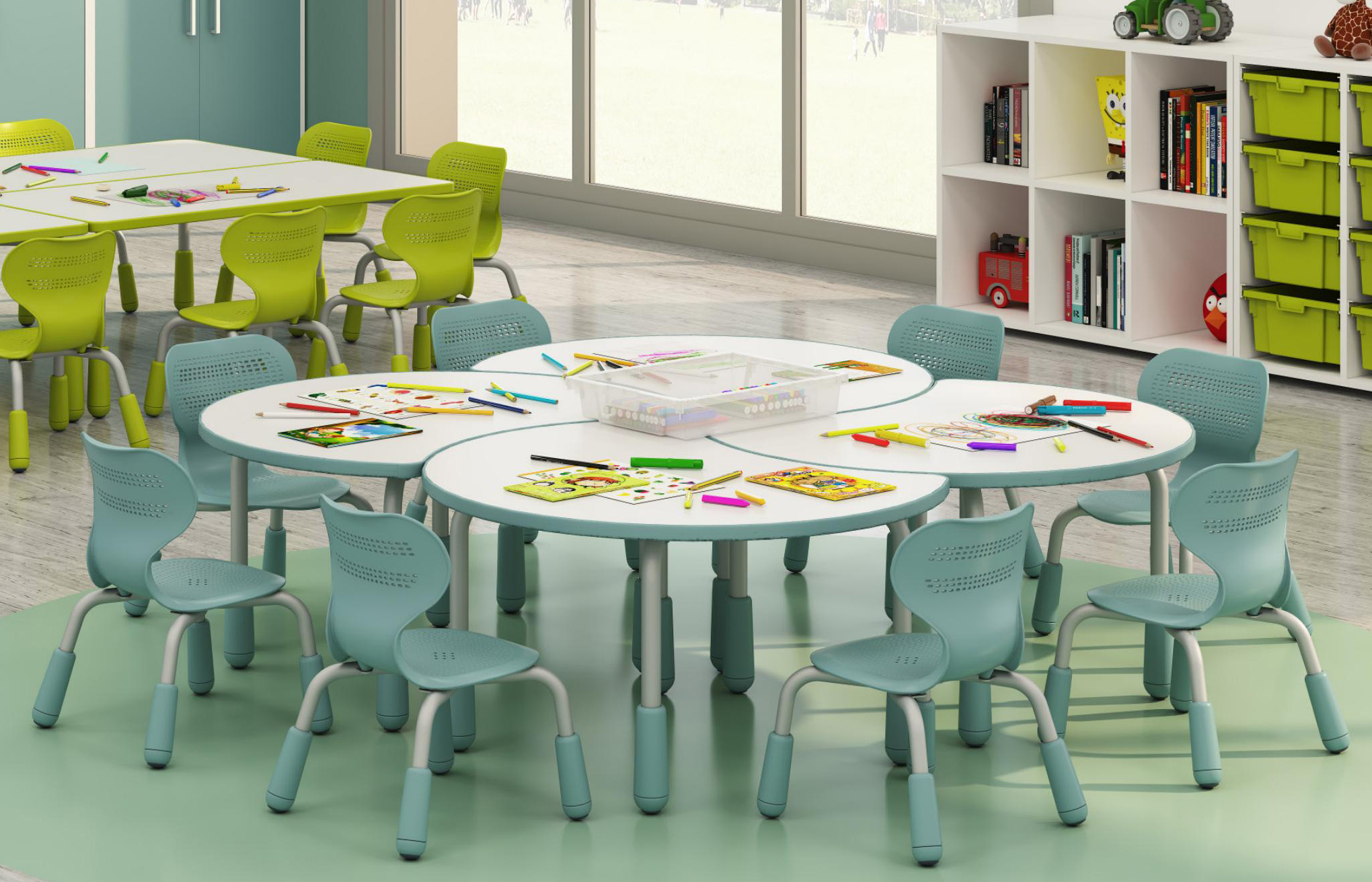 幼兒園兒童桌椅_兒童學(xué)習(xí)桌_可升降塑料桌子(圖2) 2.jpg